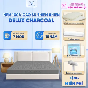 Nệm 100% Cao Su Thiên Nhiên Vạn Lợi DELUX CHARCOAL – Lọc Sạch Không Khí, Nâng Tầm Giấc Ngủ
