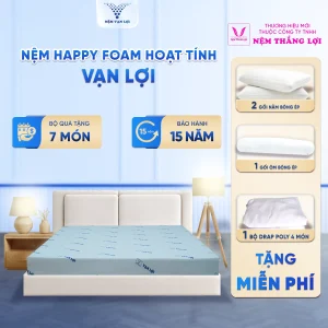 Nệm HAPPY FOAM Hoạt Tính Vạn Lợi – Giá Tốt, Bền Bỉ, Kháng Khuẩn An Toàn